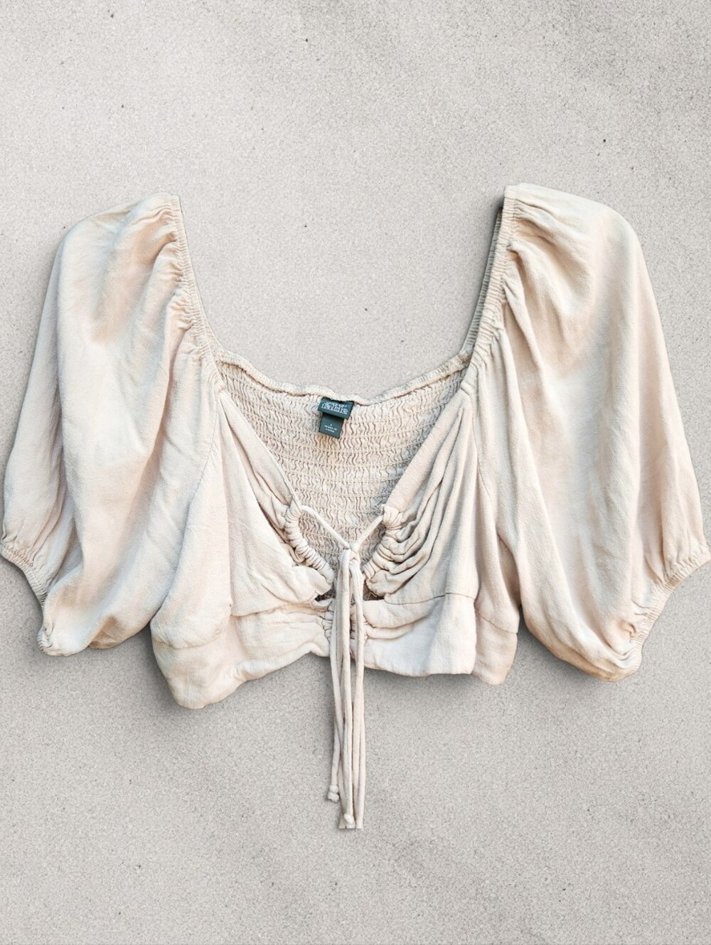 Wild Fable Rustic Beige Peasant Style Crop Top